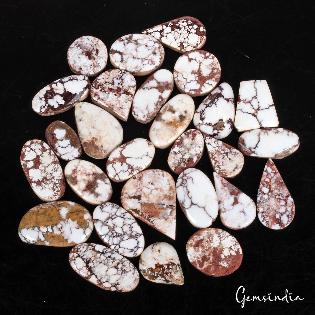 420 Ct/27 Pcs Natural Untreated White Buffalo Turquoise Mix Cab Gems For Jewelry