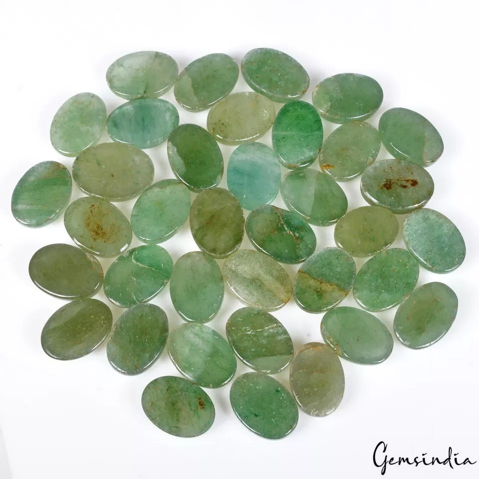 Green Aventurine Lot, Cabochon, Untreated — 37 Pieces, 16mm, 450 Ct