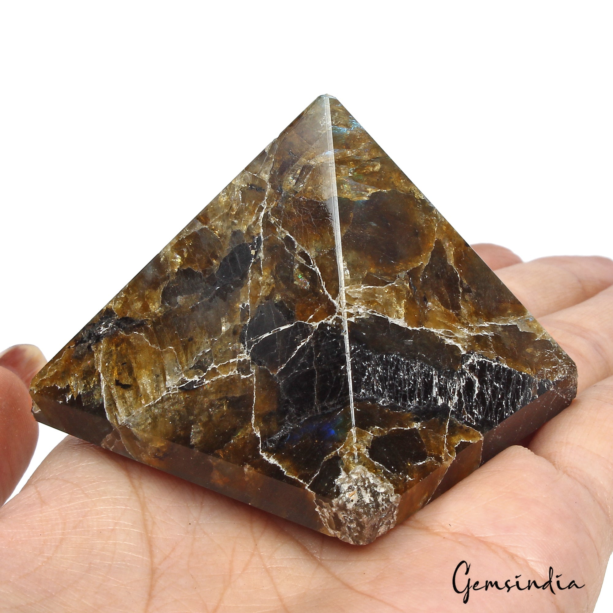 710 Ct Natural Untreated Labradorite Pyramid Healing Crystal Positive Energy Gem