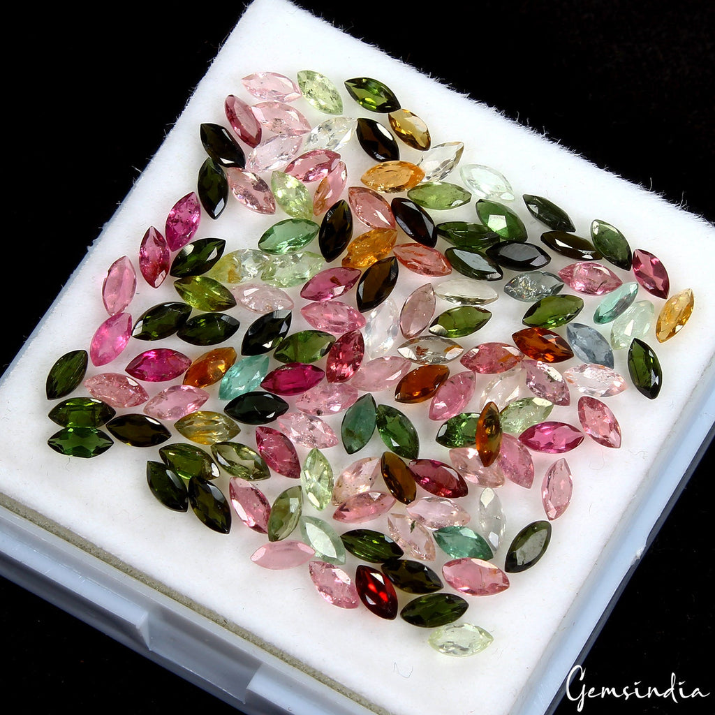 VVS 122 Pcs Natural Tourmaline 5x2mm Marquise Cut Loose Untreated Gems 17.10 Ct