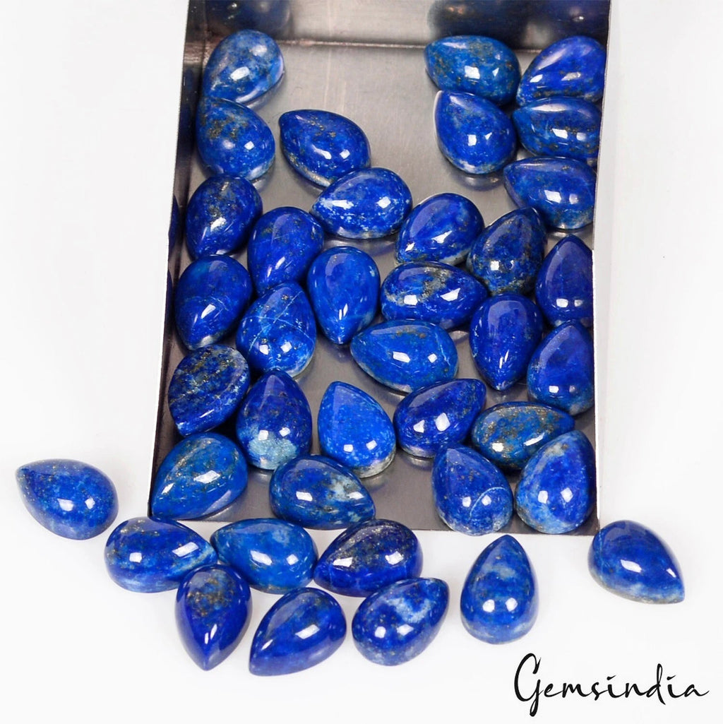 110.80 Ct Natural Blue Lapis Lazuli Pear Cabochon Loose Wholesale Gems Lot 40Pcs