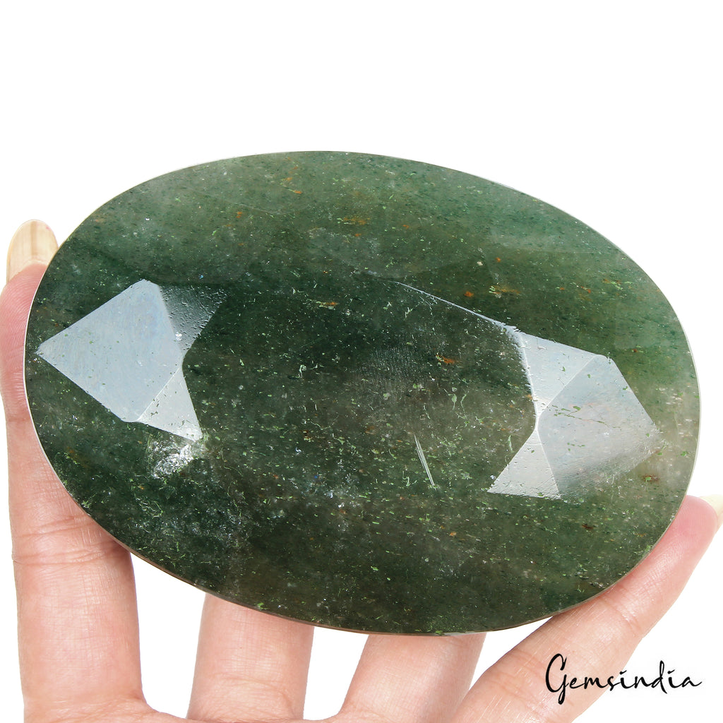 Strawberry Quartz Loose Gemstone, Green — 103 x 72 x 46mm, 2640 Ct, Madagascar