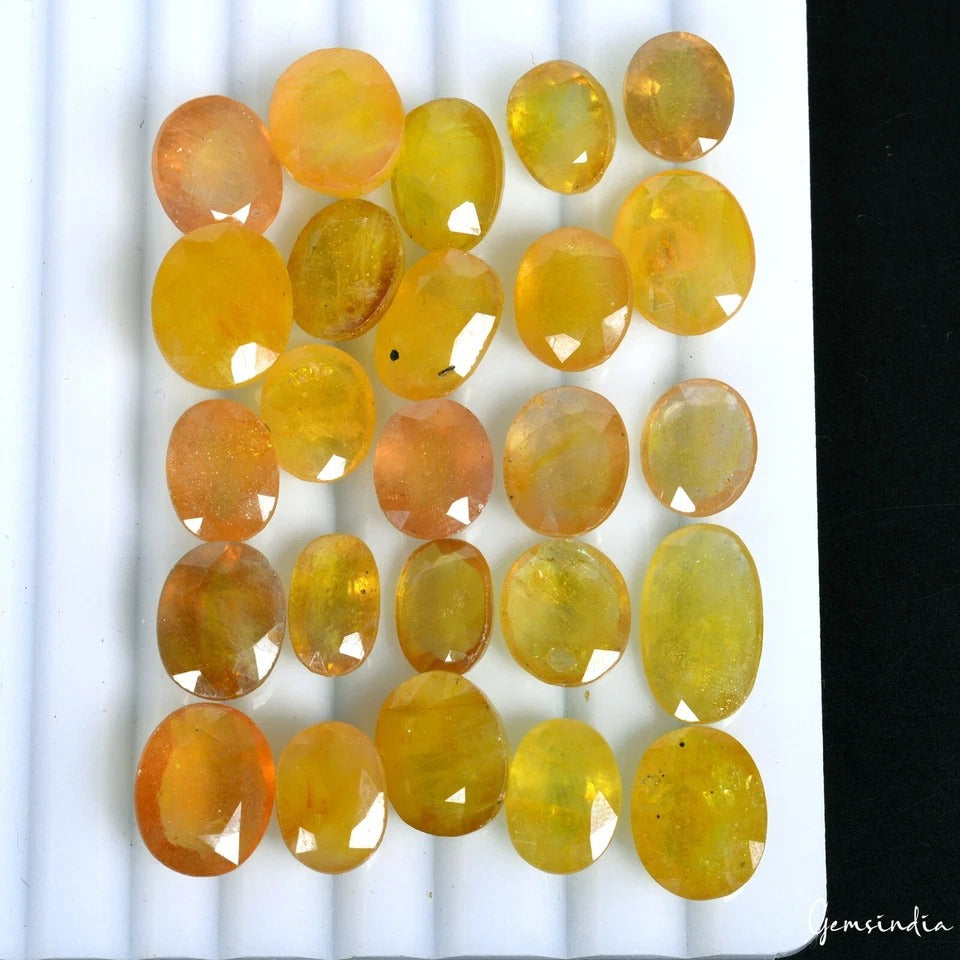 Yellow Sapphire Lot, Loose Gemstone, Untreated — 25 Pieces, 10mm to 15mm, 159.70 Ct, Sri Lanka
