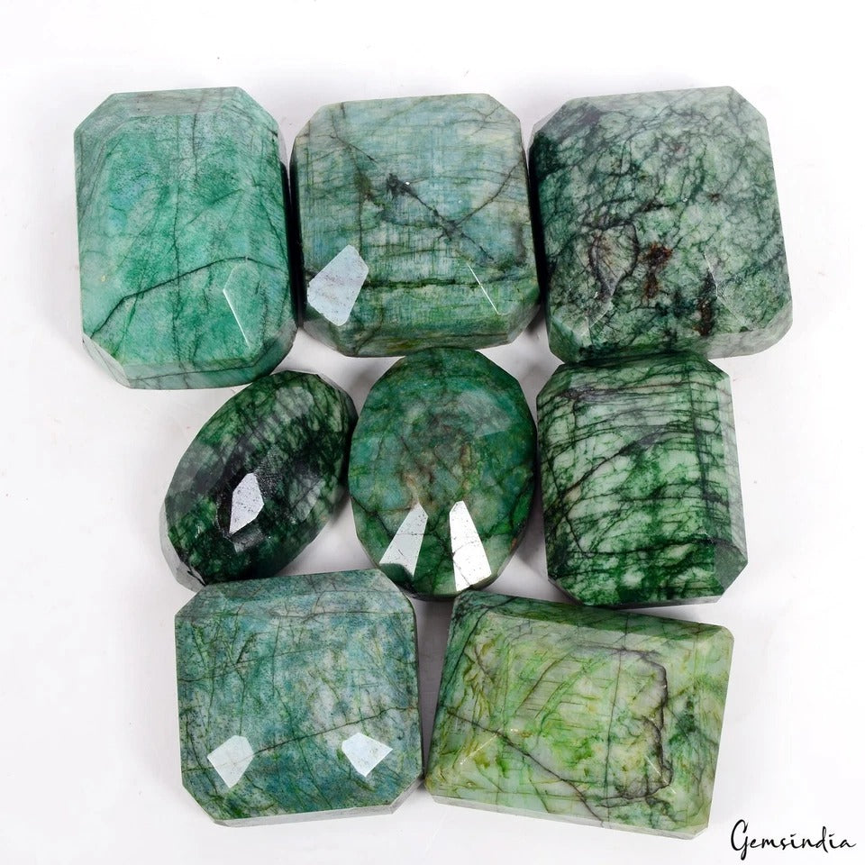 2560 Cts/8 Pcs Natural Brazilian Green Emerald Mix Cut Loose Gems Wholesale Lot