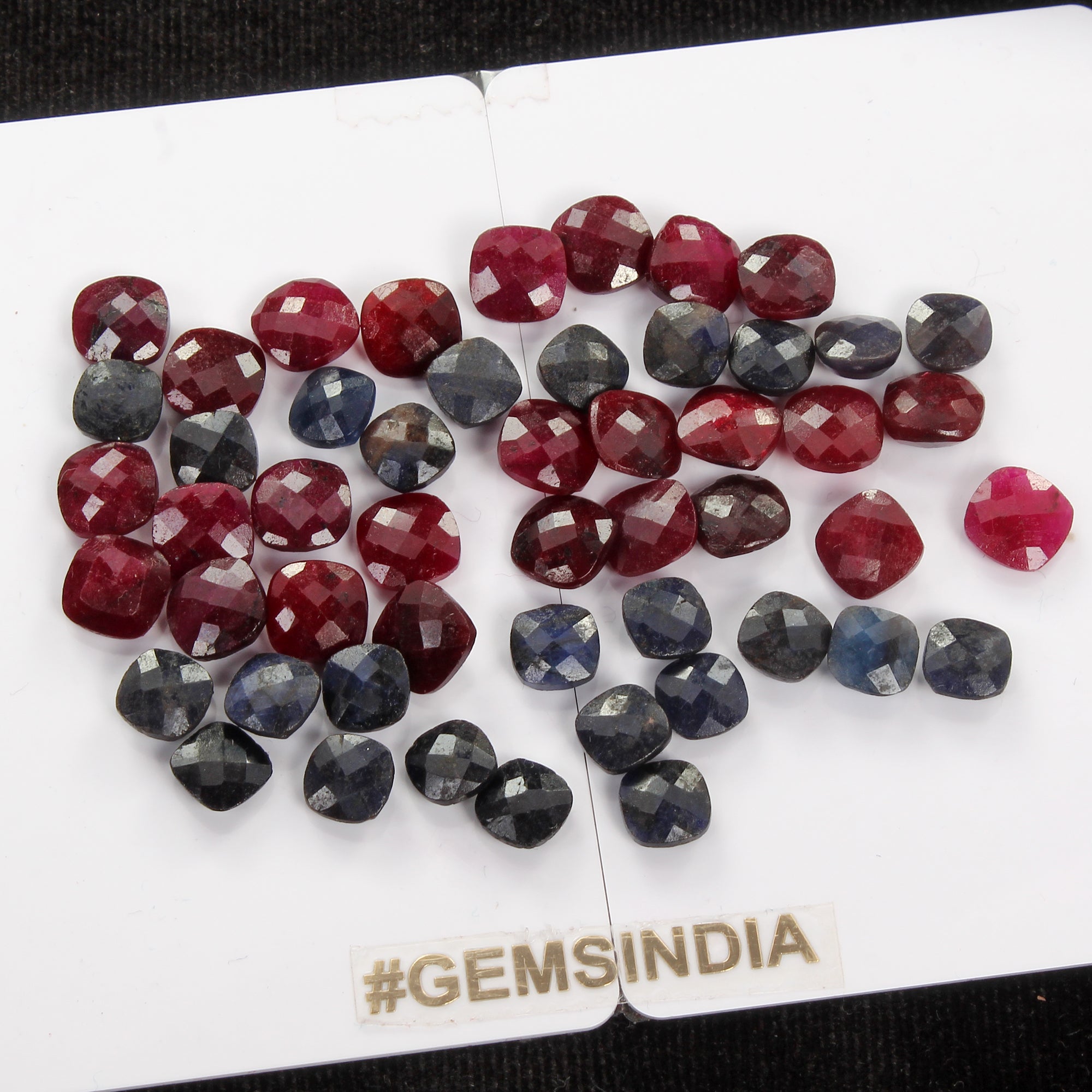 123.00Ct Natural Ruby Sapphire 8-9mm Cushion Checker Cut Jewelry Gemstones/50Pc