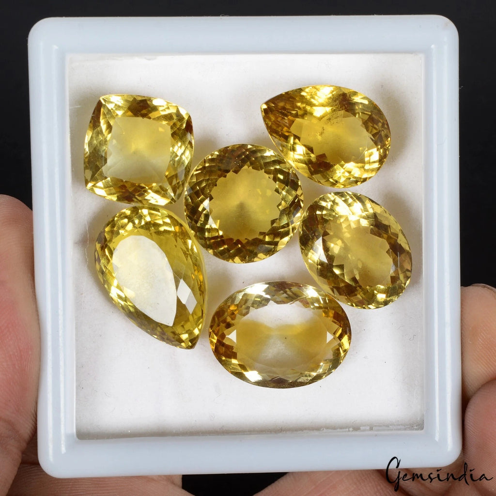 Citrine Lot, Loose Gemstone, Oval, Pear, Round, Cushion Faceted Cut, Untreated — 10 Pieces, 16mm to 22mm, 108.50 Ct, Brazil