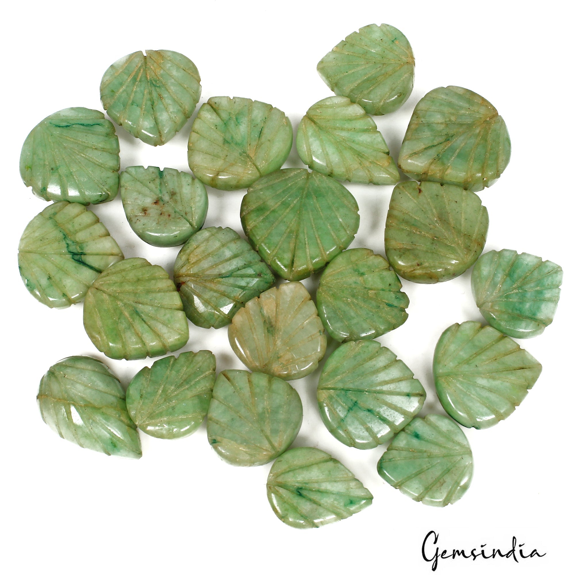 700 Cts/22 Pcs Natural Brazilian Green Emerald Pear Shape Carving Loose Gems Lot