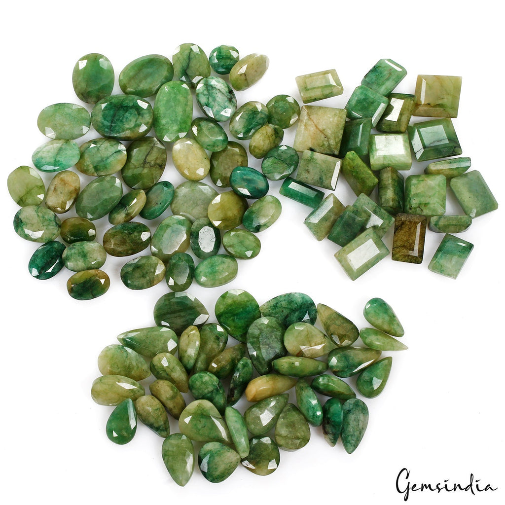 900 Cts/98 Pcs Natural Brazilian Green Emerald Mix Cut 12-22mm Loose Gems Lot