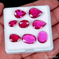 Nice Pink Red 38.50 Cts Hydro Ruby Mix Cut Loose Faceted Flawless Gemstones~8 Pc