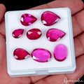 Ruby Lot, Loose Gemstone, Oval Pear Faceted Cut, Lab Created — 8 Pieces, 9mm to 14mm, 38.50 Ct, India