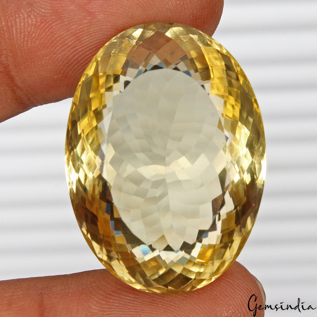 Eye Clean 75.00 Cts Natural Yellow Citrine Oval Cut Loose Unheated Certified Gem