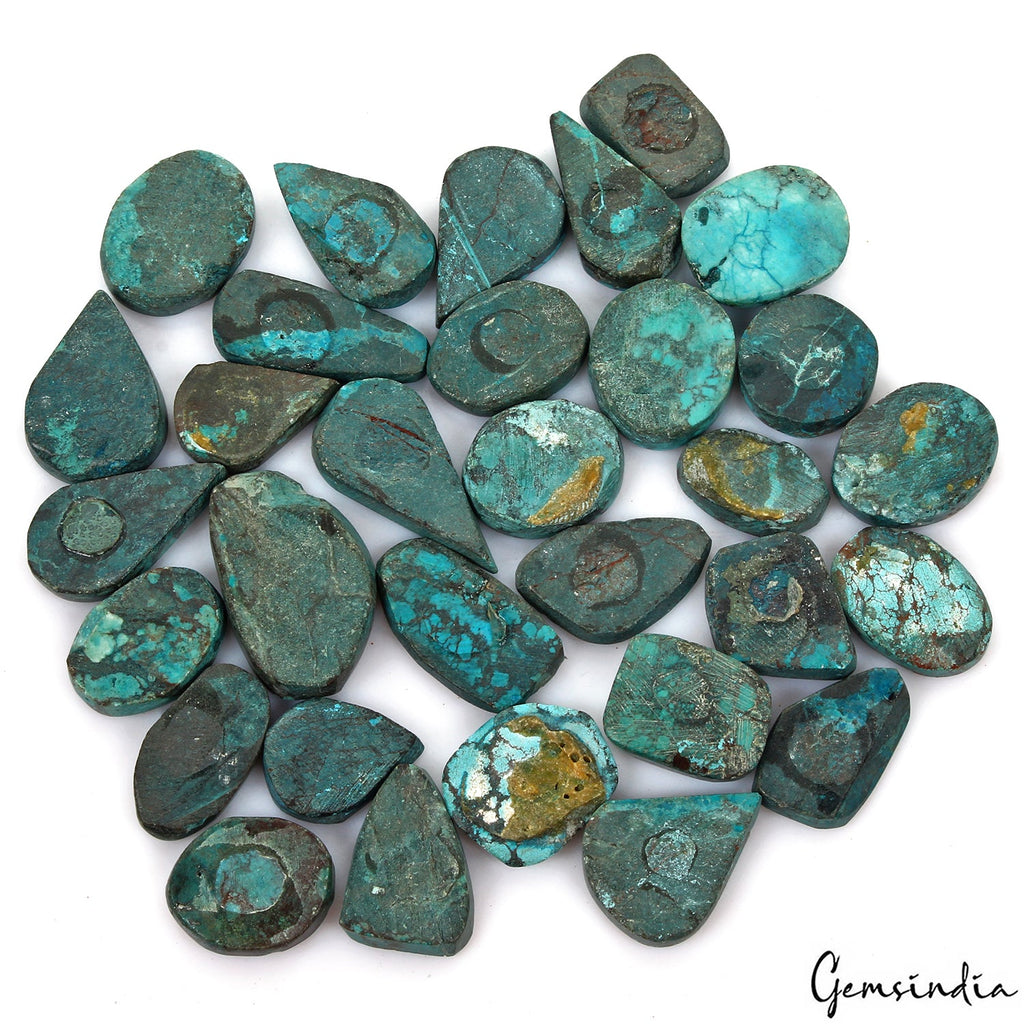 500 Cts/31 Pcs Natural Blue Green Spiderweb USA Turquoise Mix Cab Loose Gems Lot
