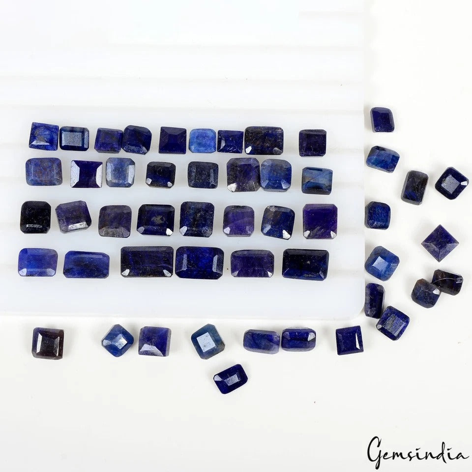100 Ct/50 Pcs Natural Blue Sapphire Mixed Cut 6-11mm Loose Wholesale Gems Lot