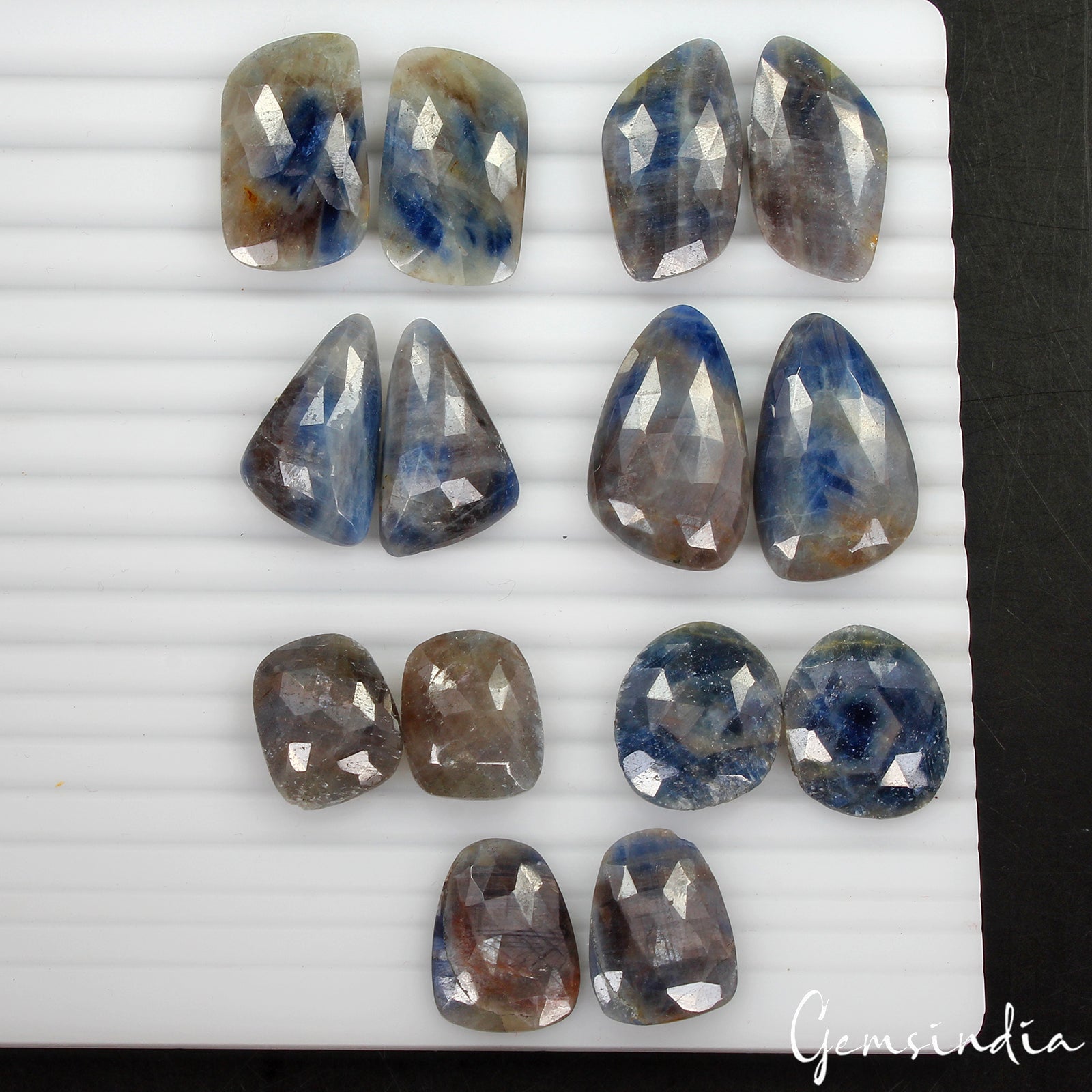268.40 Cts/7 Matched Pair Natural Blue Sapphire Rose Checker Cut Untreated Gems