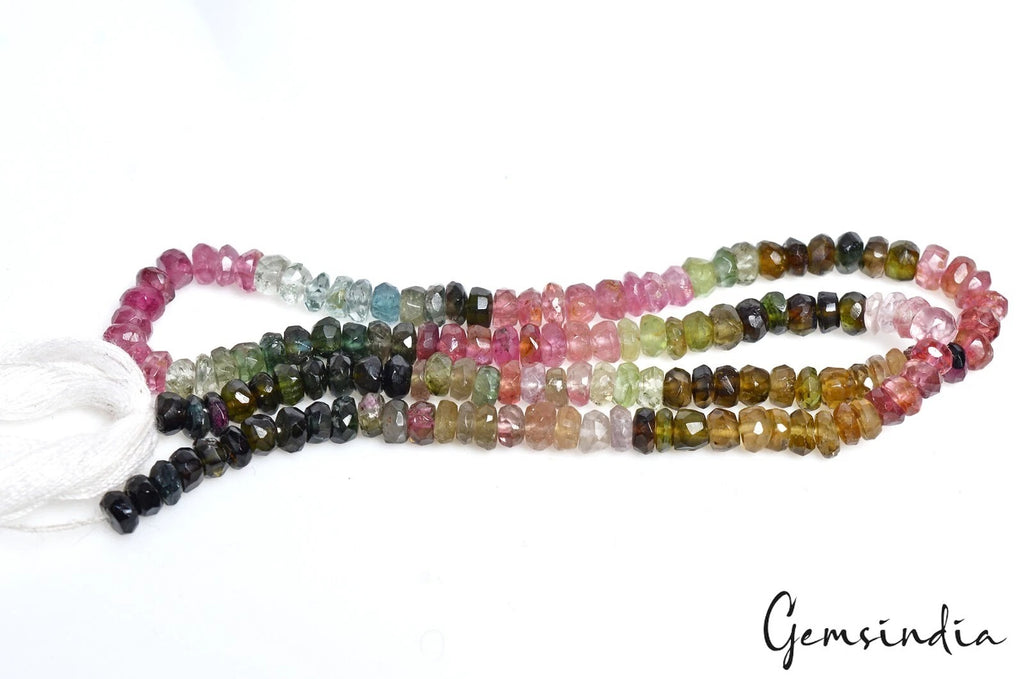 Tourmaline Beaded Strand, Untreated, Multi Color — 4mm, 41.00 Ct
