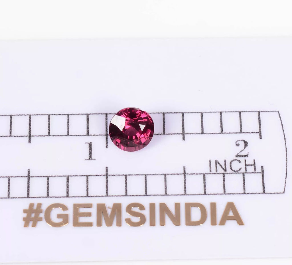 2.20 Cts Rose Red Natural Rhodolite Garnet 7mm Round Cut Top Certified Gemstone