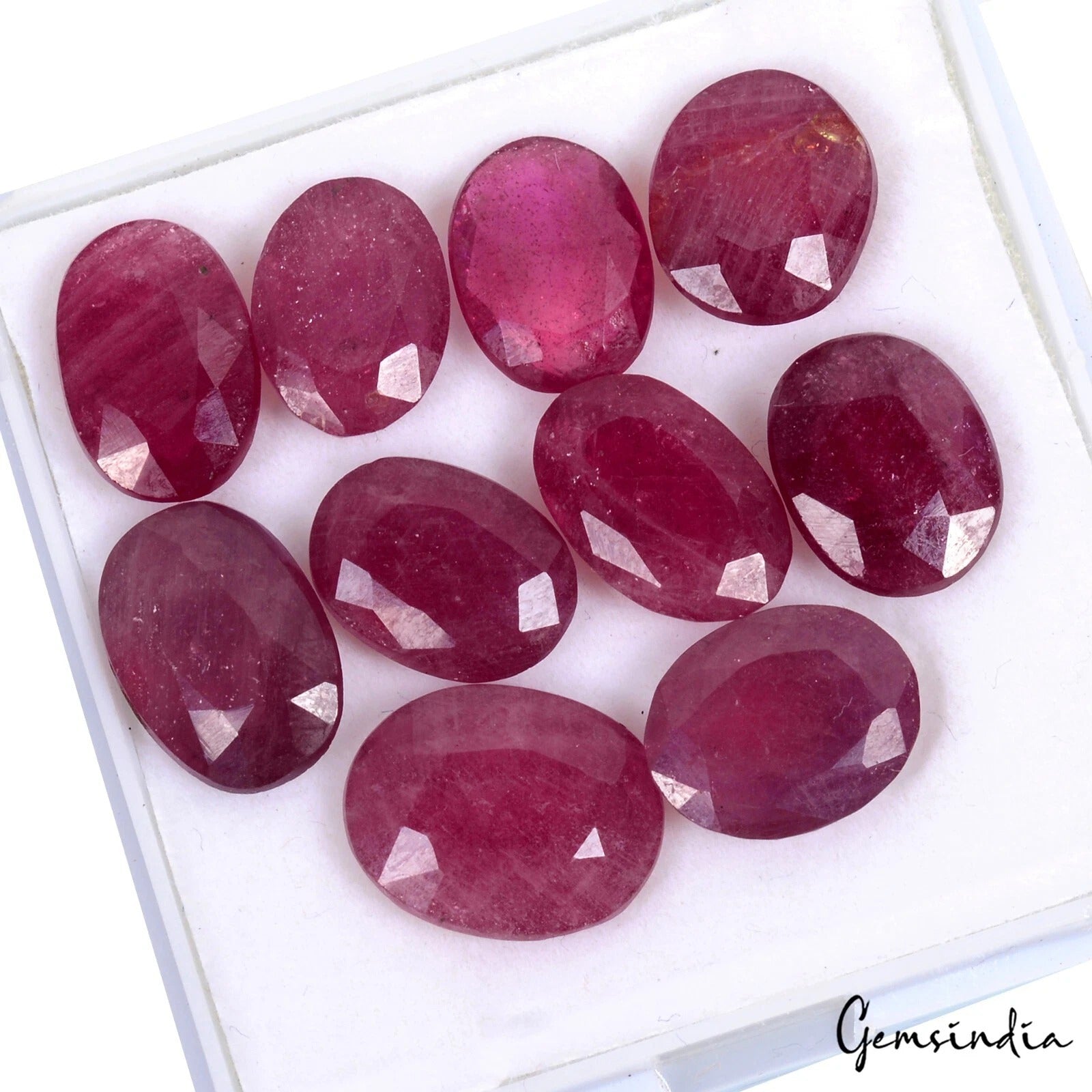 Certified 65.70 Cts/10 Pcs Natural Mozambique Red Ruby Oval Loose Gems For Rings