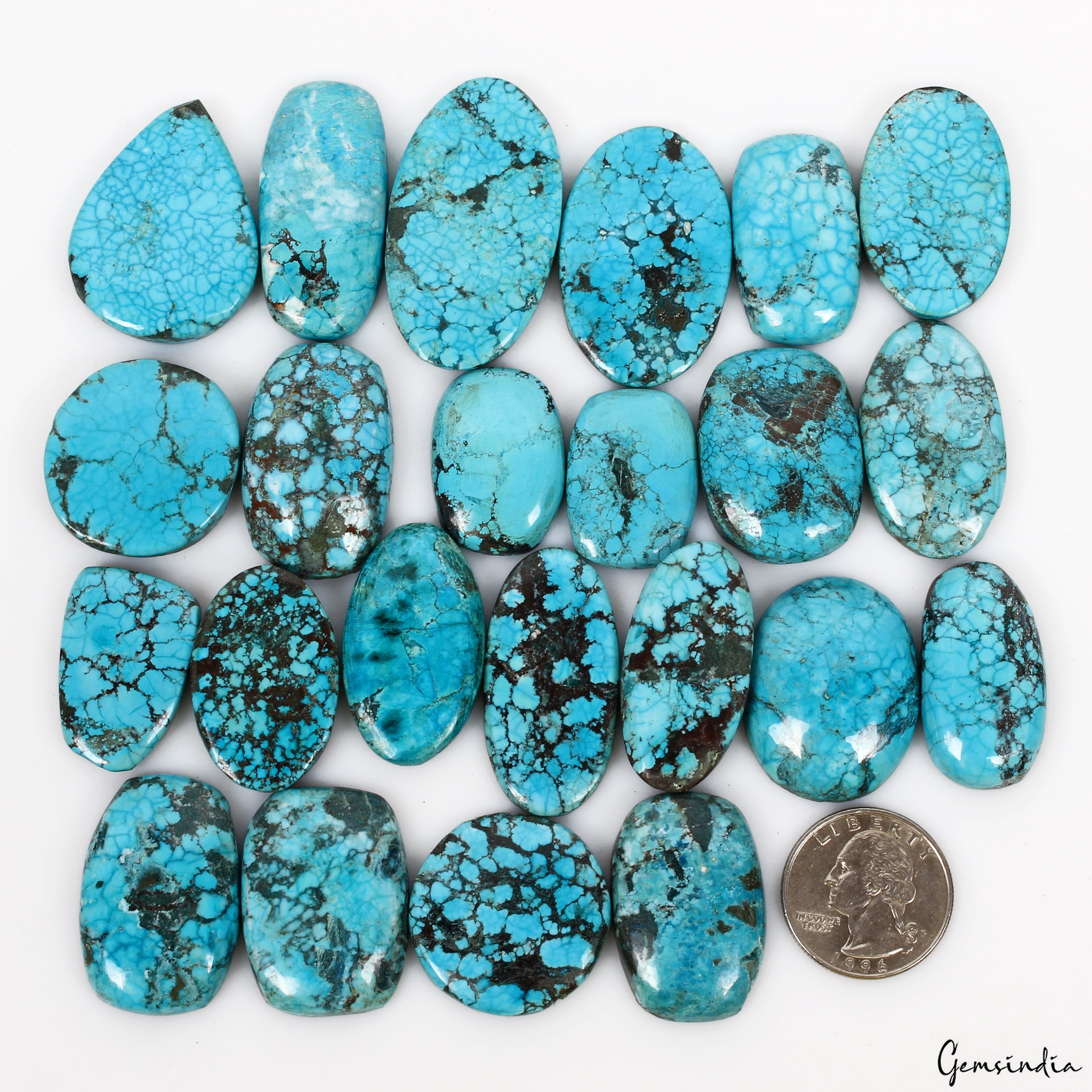 940 Ct Natural Spiderweb Blue Turquoise Mix Cabochon Loose Gemstone Lot 23  Pcs