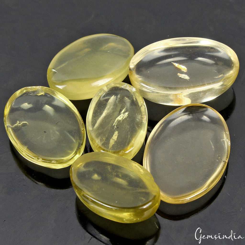 6 Pcs Natural Lemon Citrine Quartz Oval Cabochon Loose 22-29mm Gemstones ~157 Ct