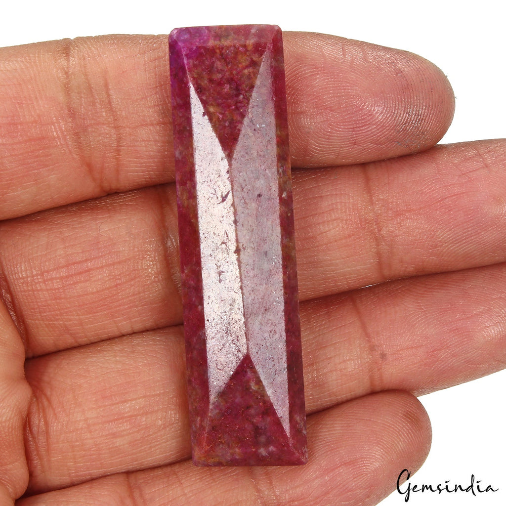Certified 72.30 Cts Natural Ruby Kitkat Baguette Cut Loose Pendant Size Gemstone