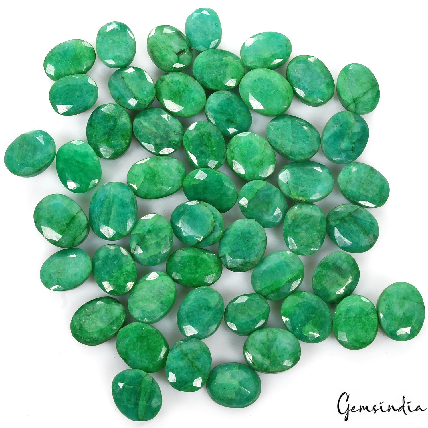 Certified 490 Cts/50 Pcs Natural Brazilian Top Green Emerald Oval Loose Gems Lot