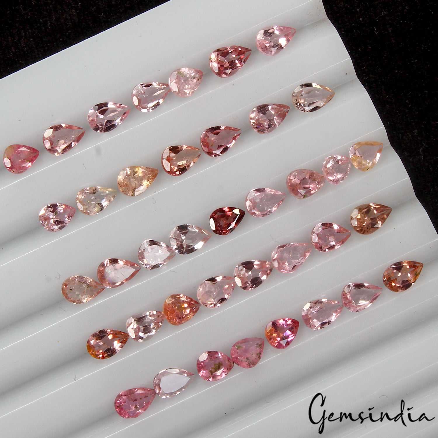 Certified 12.20 Cts/39 Pcs Natural Rubellite Tourmaline Pear Cut 5-6mm Gemstones
