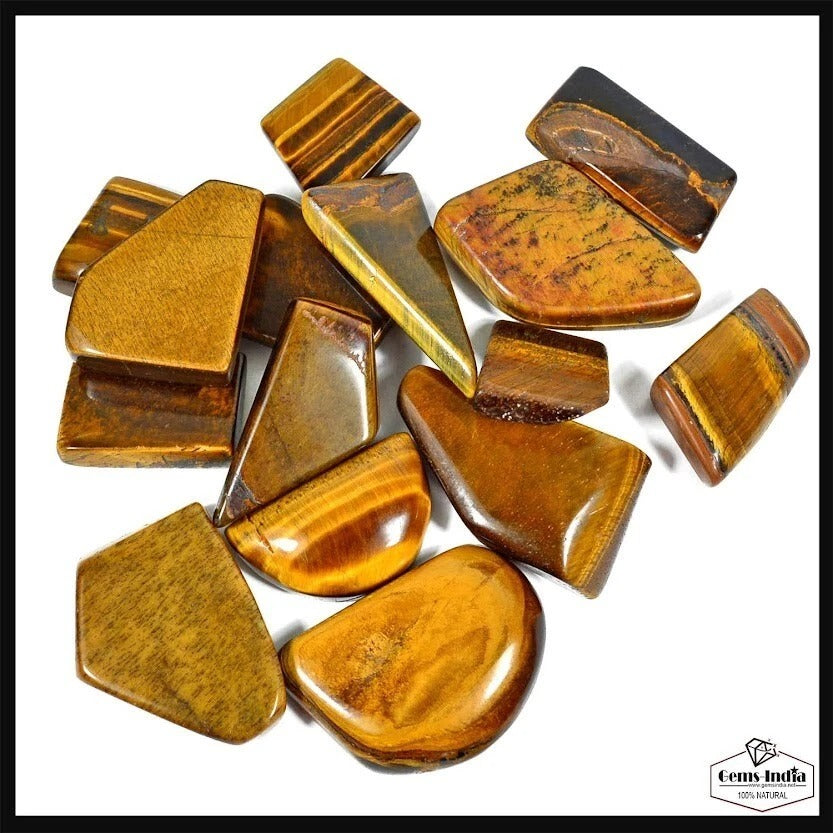 Tiger Eye Lot, Cabochon, Untreated, Brown — 15 Pieces, 26mm to 47mm, 1500 Ct, Madagascar