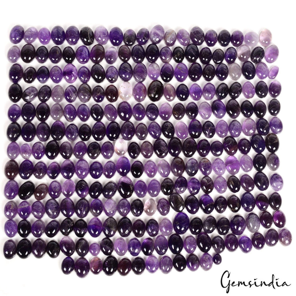 Certified 3000 Ct/250 Pcs Natural Untreated Amethyst Oval Cab Wholesale Gems Lot