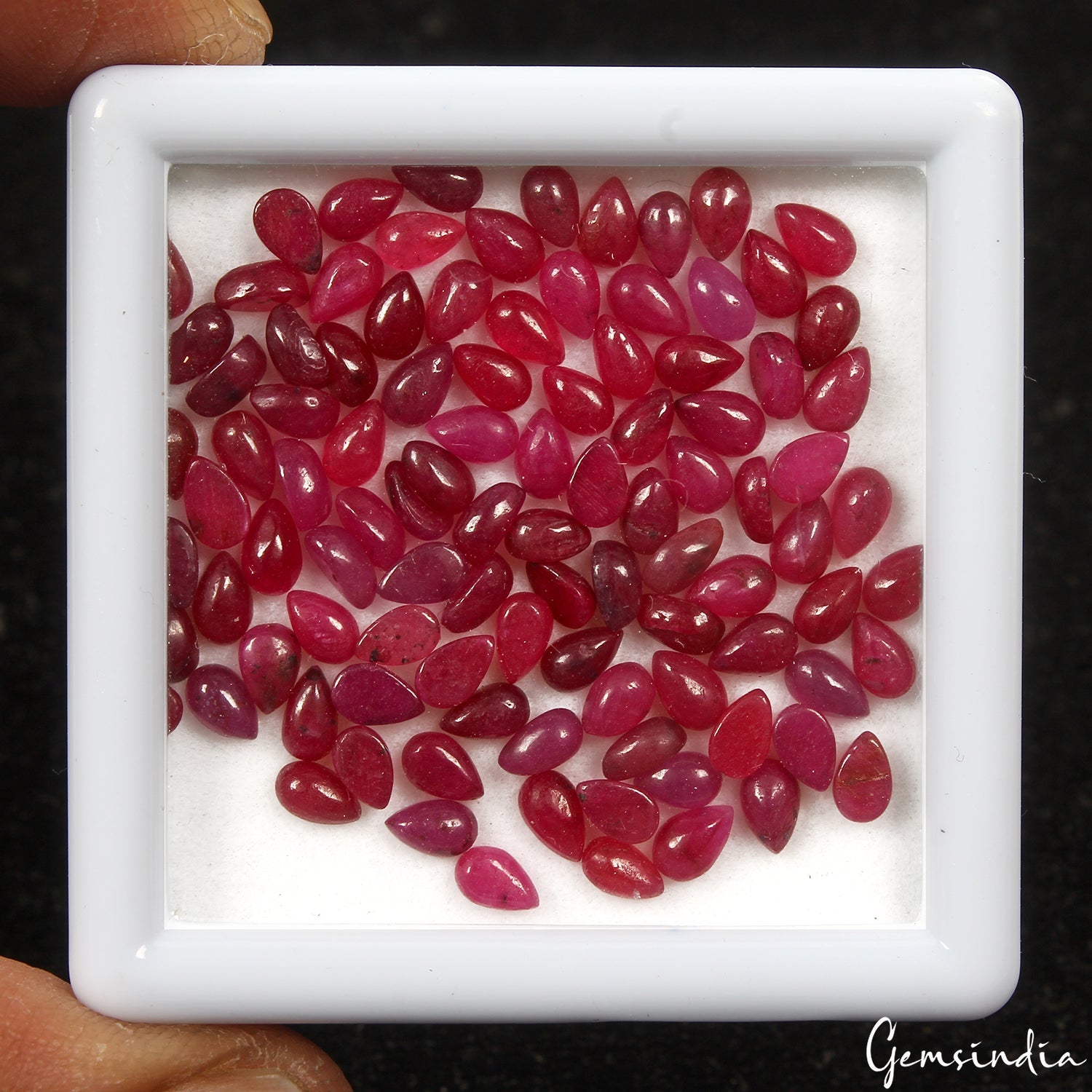 100 Pcs Natural Ruby Vivid Red Pink Pear Cab Top Quality Loose Gemstones 36.50Ct