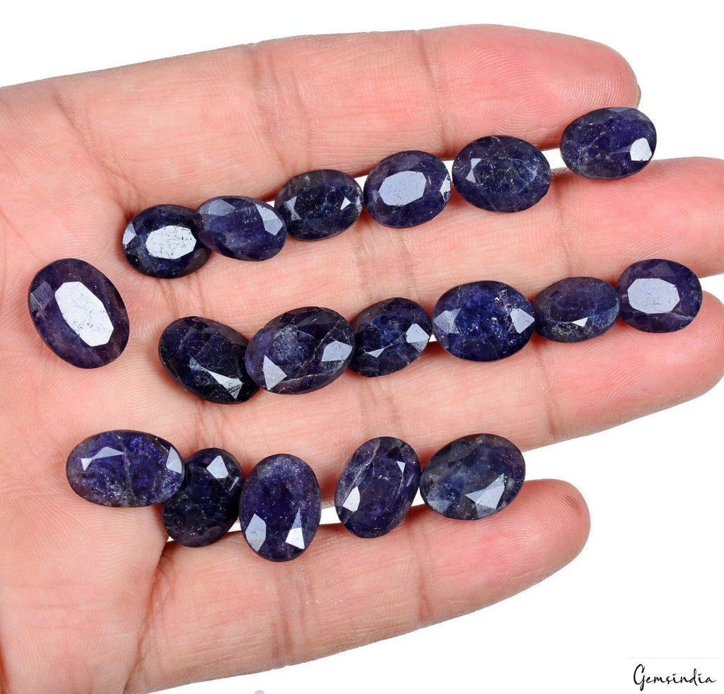 101.20 Cts/18 Pcs Natural Untreated Dark Blue Iolite Oval Loose Gems For Jewelry