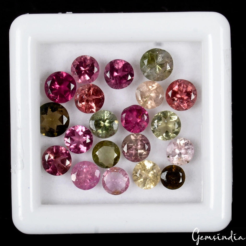 5.60 Ct Natural Untreated Tourmaline Round Cut Faceted 3-5mm Finest Loose Gems