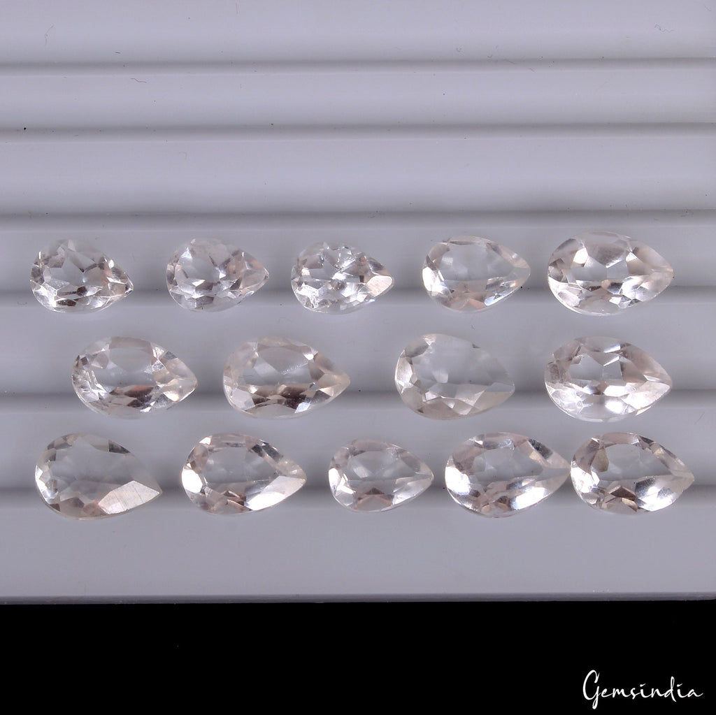 35.60 Ct Natural Untreated White Quartz Pear Faceted Ring Size Gems For Jewelry