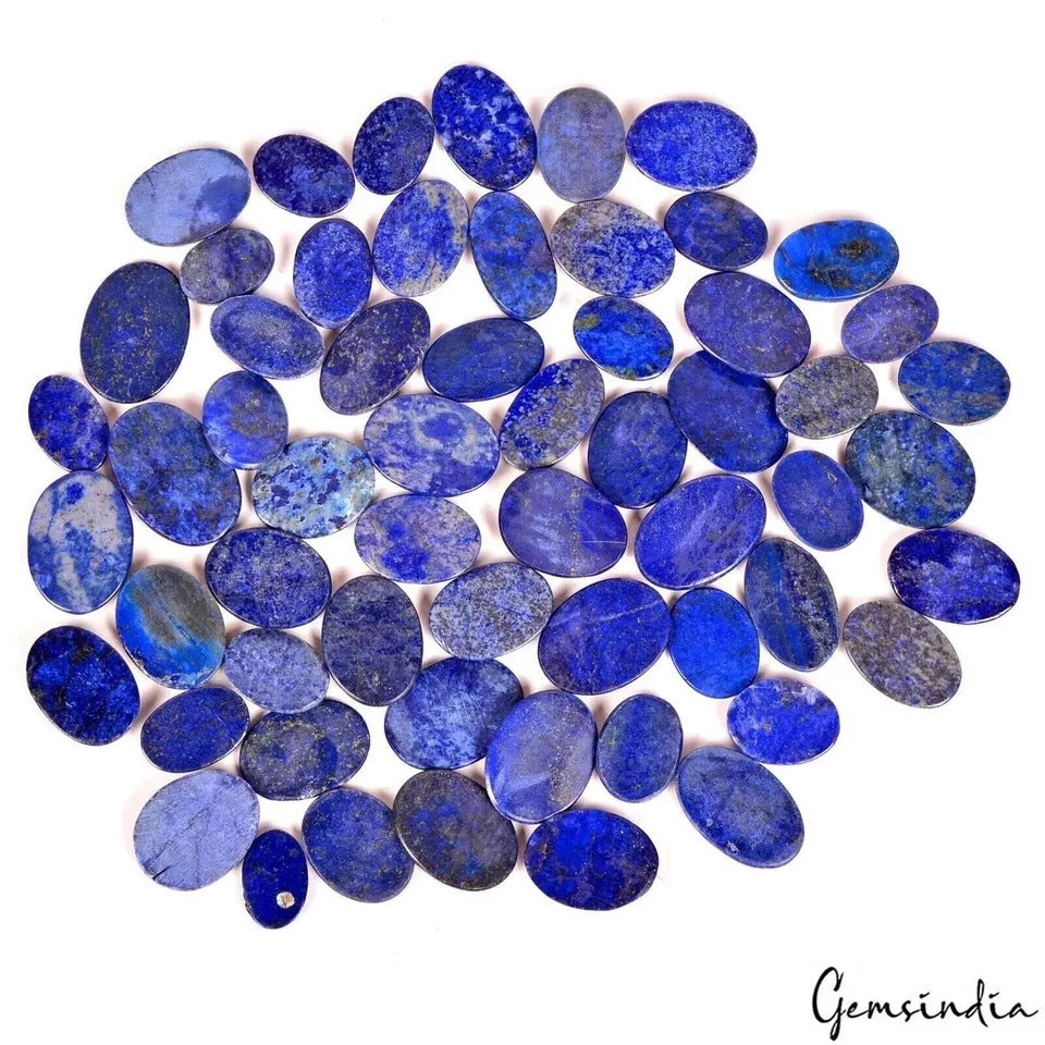 Lapis Lazuli Lot, Cabochon, Blue — 59 Pieces, 22mm to 37mm, 2000 Ct, Afghanistan