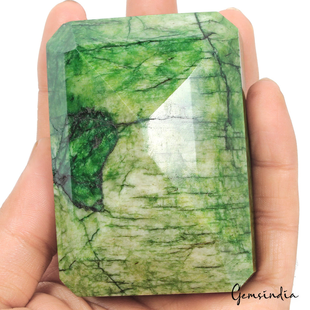 1880 Ct Natural Parrot Green Brazilian Emerald Octagon Faceted Earth Mined Gems