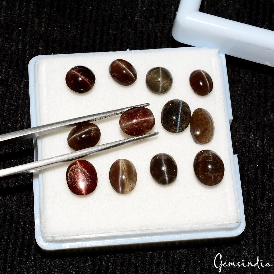Natural Untreated Spectrolite Cats Eye Mix Cab Loose Gemstones 20.50 Ct/6mm-9mm