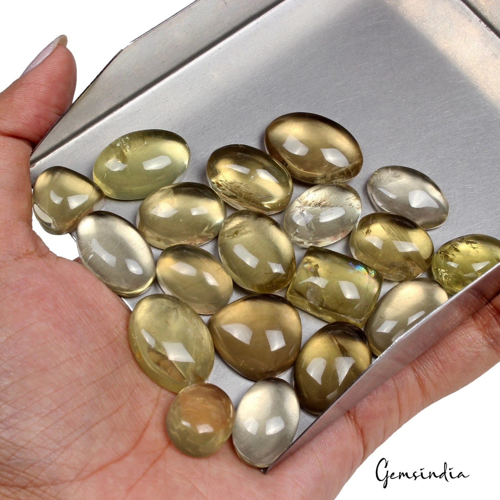 Mix Cabochon 360 Cts Natural Lemon Citrine Quartz Smooth Polished 19 Pcs Lot