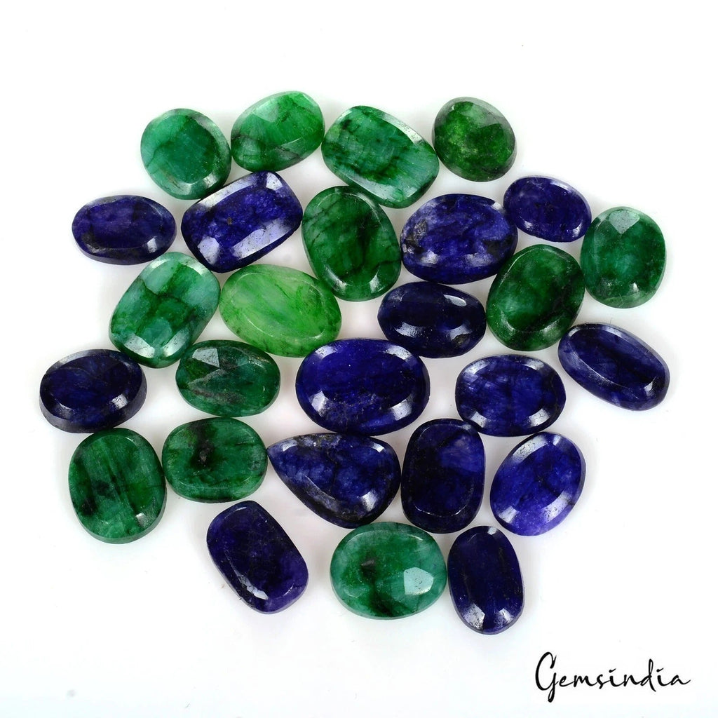 280 Cts/27 Pcs Natural Blue Beryl Green Emerald Oval Cut Gems Lot For Jewelry
