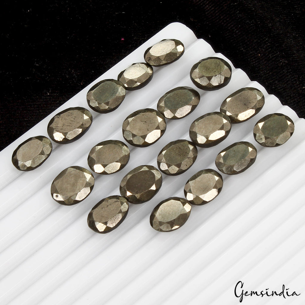 260Ct Natural Gold Pyrite Untreated Oval Cut Loose Ring Size Gemstones Lot~19 Pc