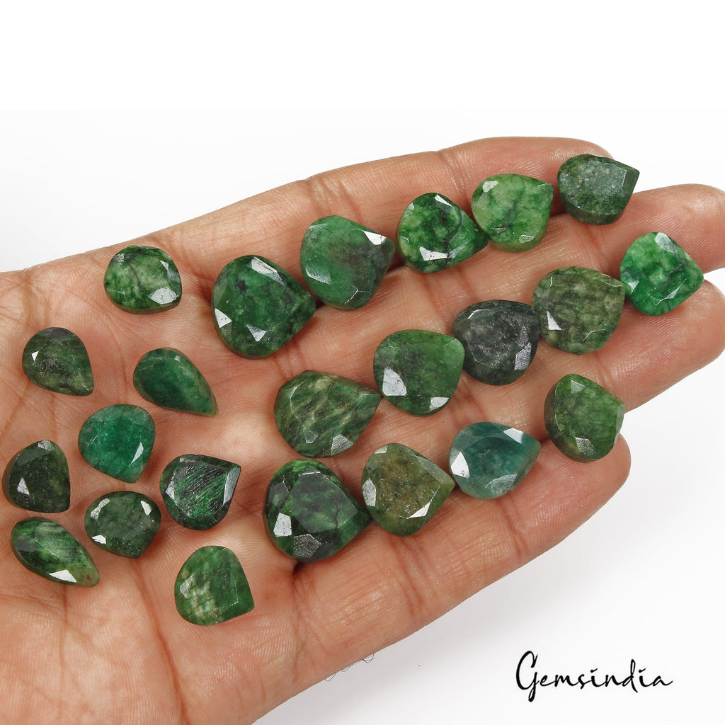 196.90 Cts/23 Pcs Natural Brazilian Dark Green Emerald Pear Cut Gems For Jewelry