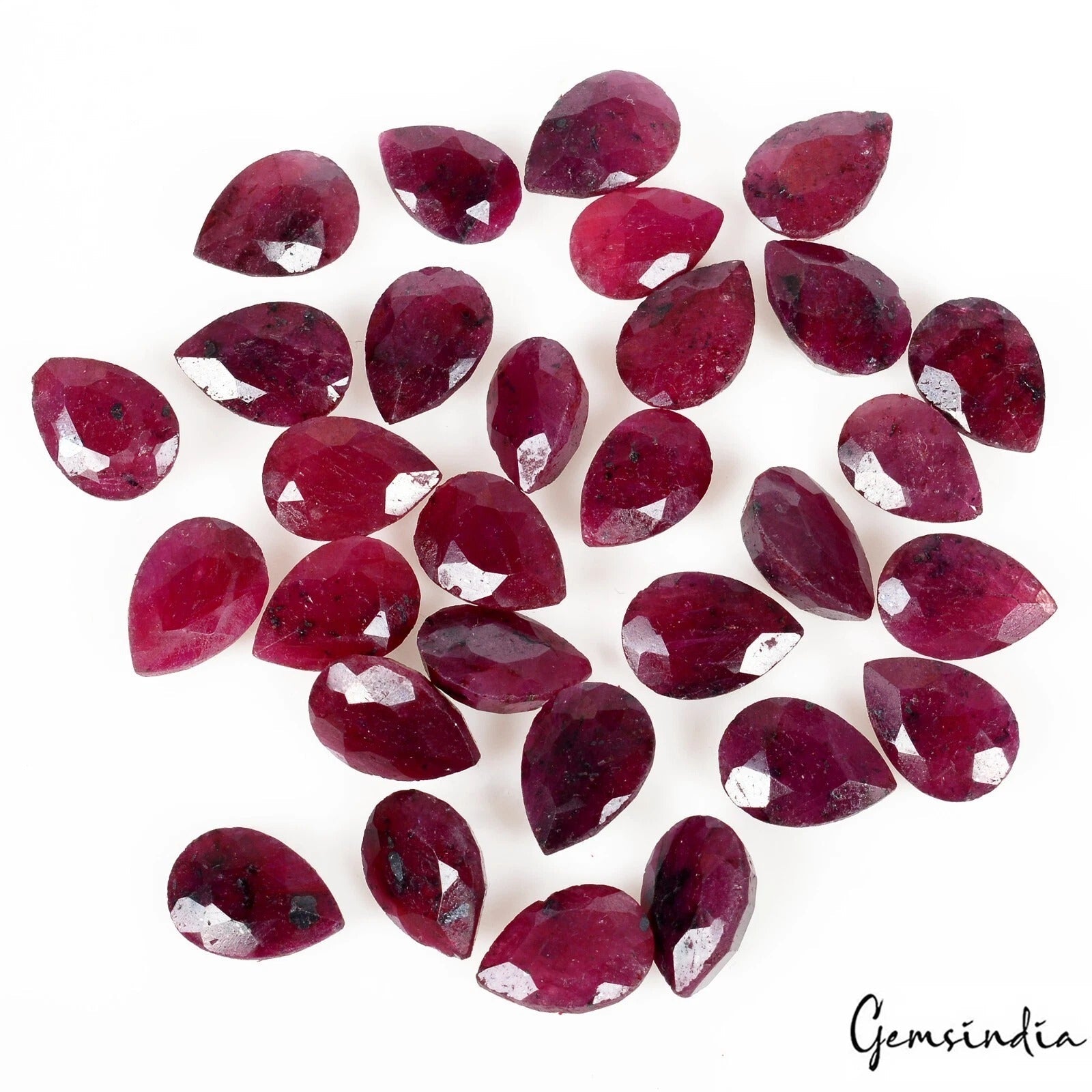 Certified 180 Ct/30 Pcs Natural Red Ruby Pear Cut 11-13mm Loose Gems For Jewelry