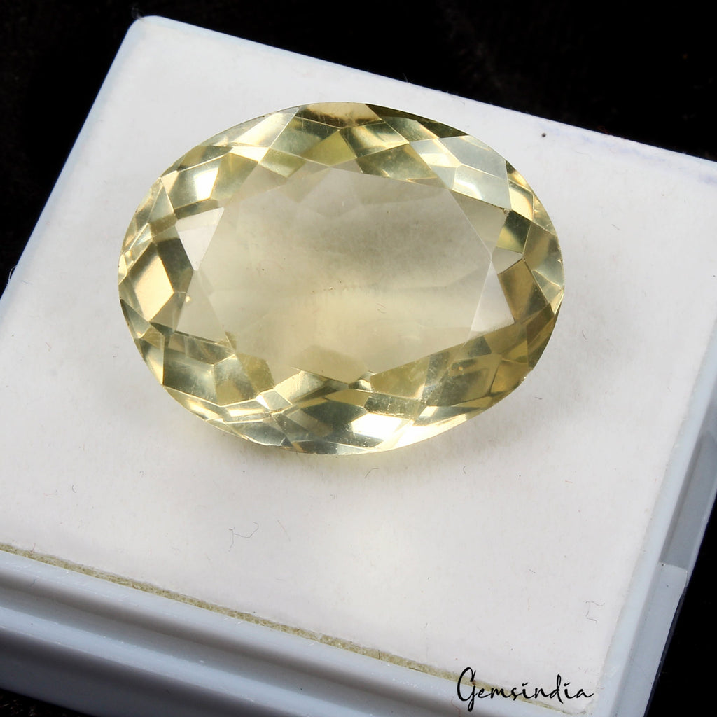 33.20 Cts VVS Natural Lemon Quartz Citrine Oval Faceted Loose Unheated Gemstone