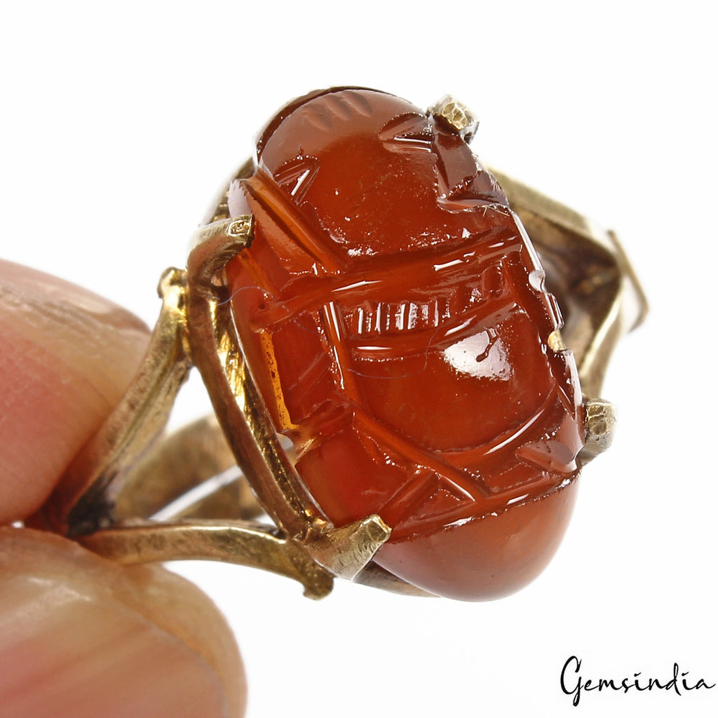 8 Mix Metal Adjustable Ashtadhatu Carved Ganesha Onyx Gem Astrological Ring~7gm