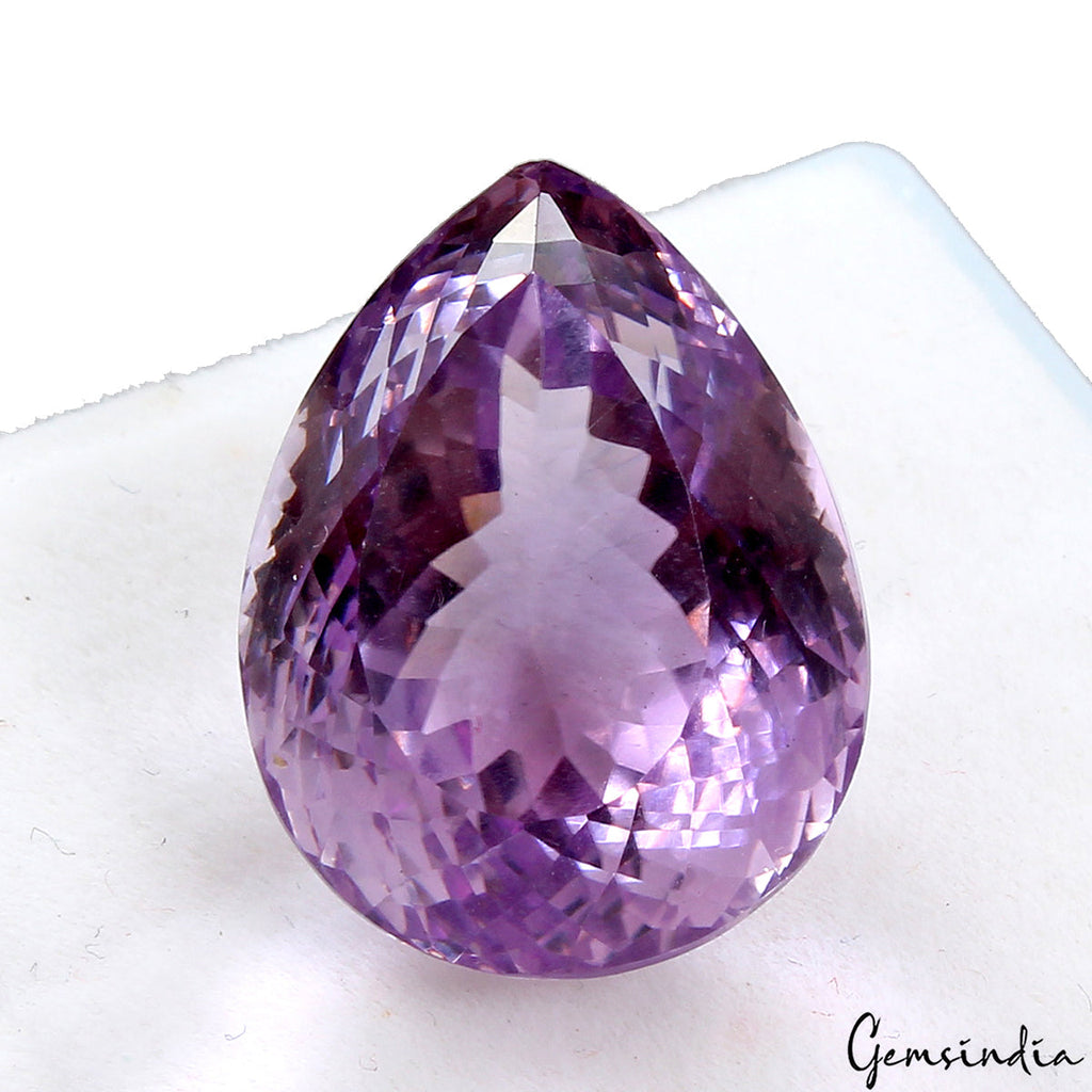 Eye clean 36.70 Ct Purple Amethyst Pear Shape Certified Natural Gemstone, Brazil