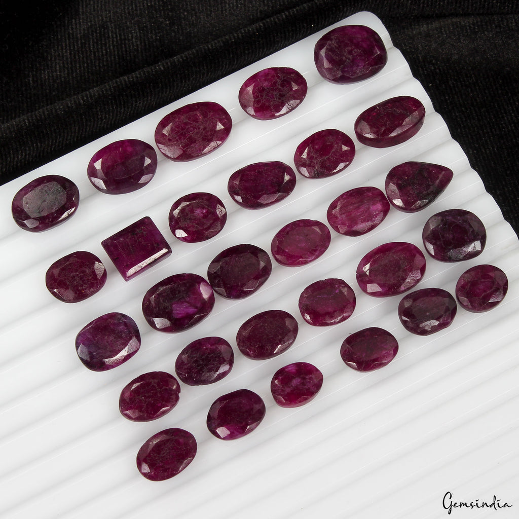 200 Ct Natural Dark Pink Beryl Mix Faceted Loose Wholesale Gemstone Lot 29 Pcs