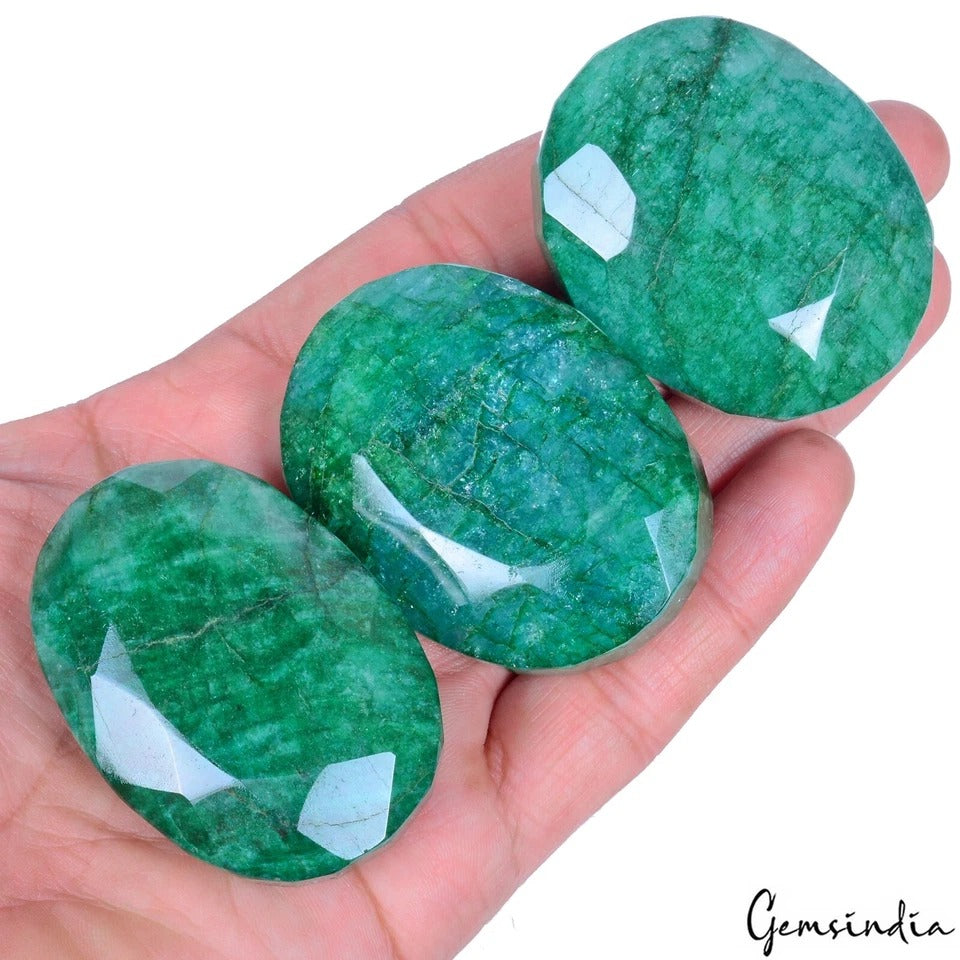Certified 1270 Cts/3 Pcs Natural Brazilian Green Emerald Oval Cut Loose Gems Lot