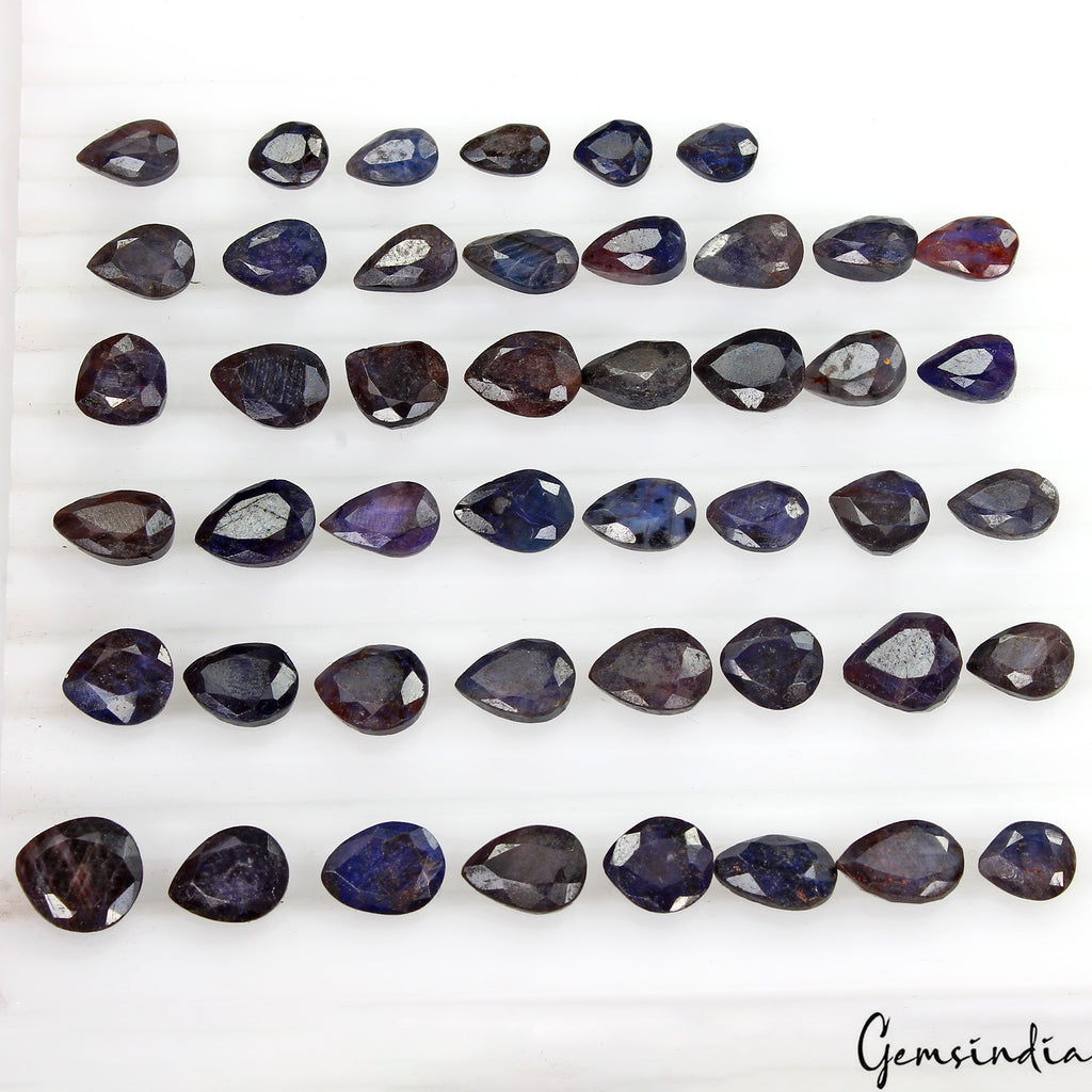 178.50 Ct/46Pc Natural Blue Sapphire Pear Cut Loose 8-12mm Gemstones For Jewelry