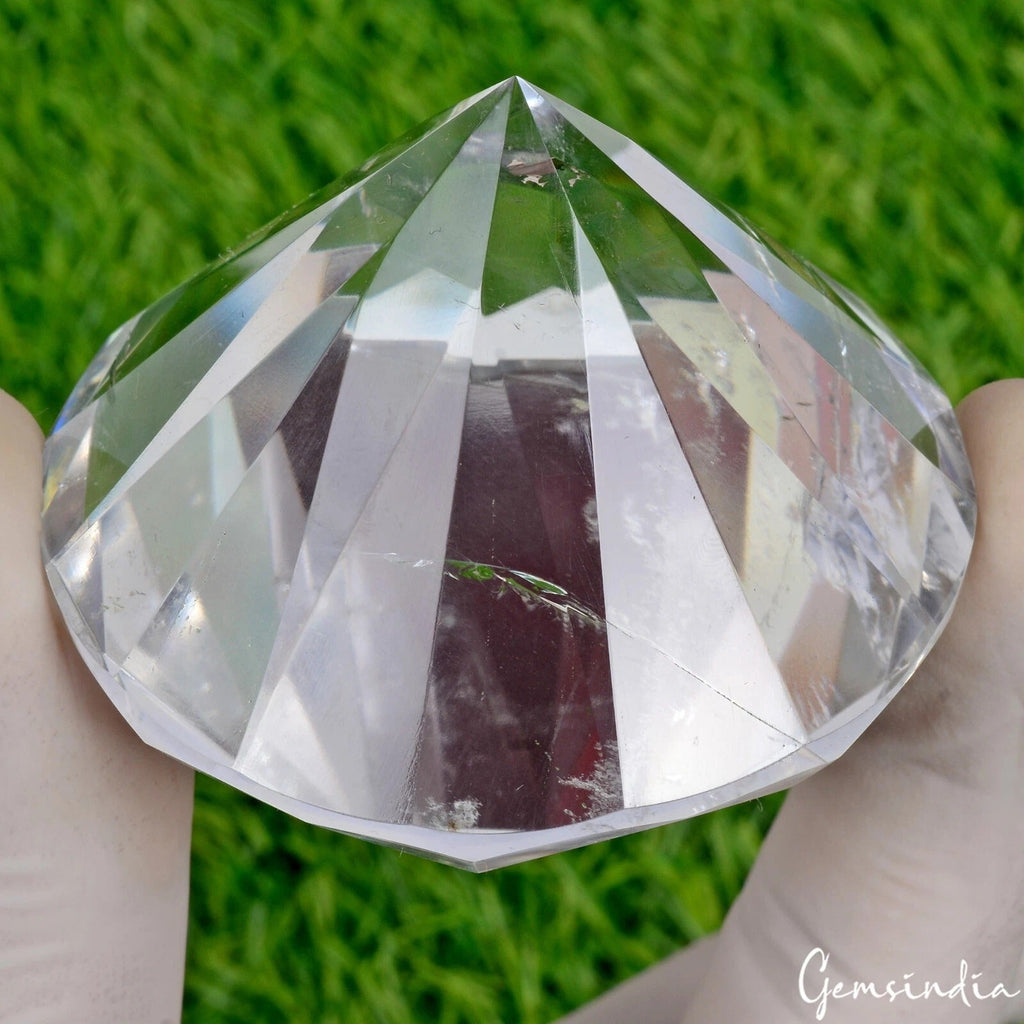 Certified 730 Cts Natural White Crystal Quartz Diamond Faceted Cut Huge Rare Gem