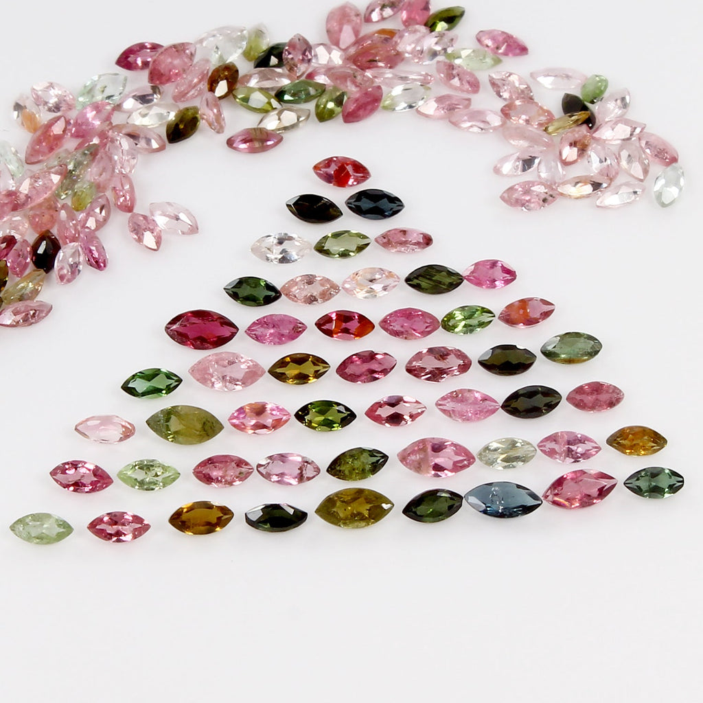150 Pcs Natural Tourmaline 4mmx2mm Marquise Cut Multi Color Loose Gemstones Lot