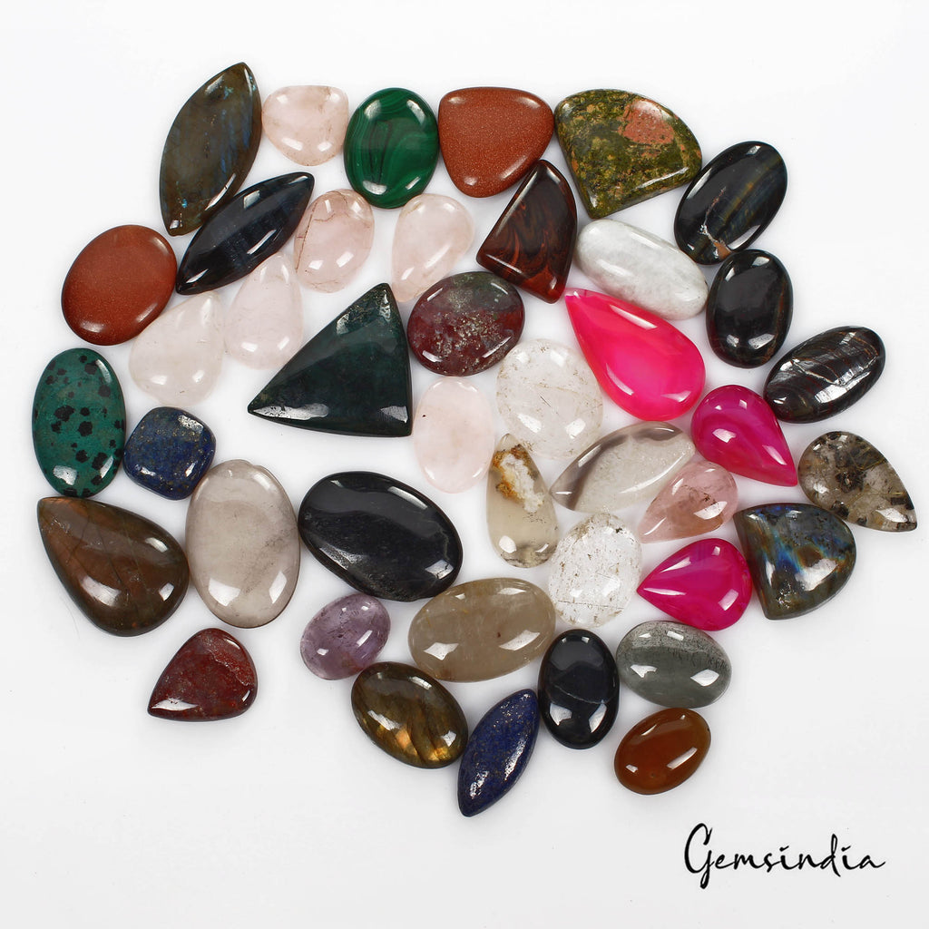 1400 Ct/42Pcs Natural Multi Color Treated & untreated Mix Cab Gems Wholesale Lot