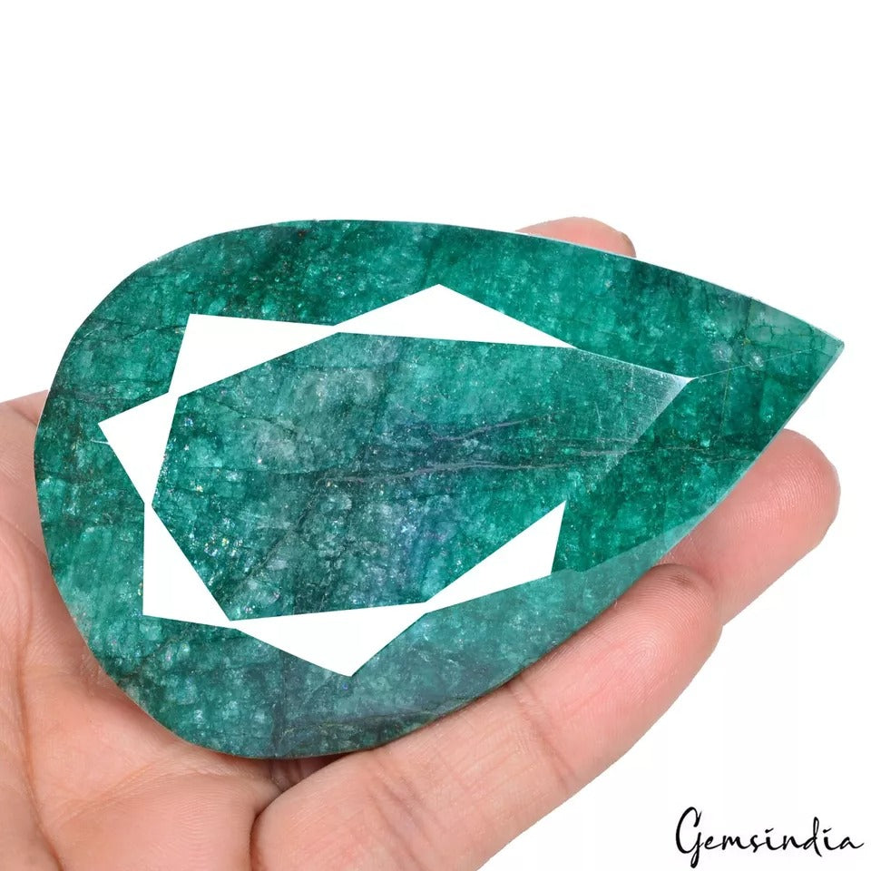 1100 Cts Natural Brazilian Green Emerald Pear Faceted Earth Mined Huge Loose Gem
